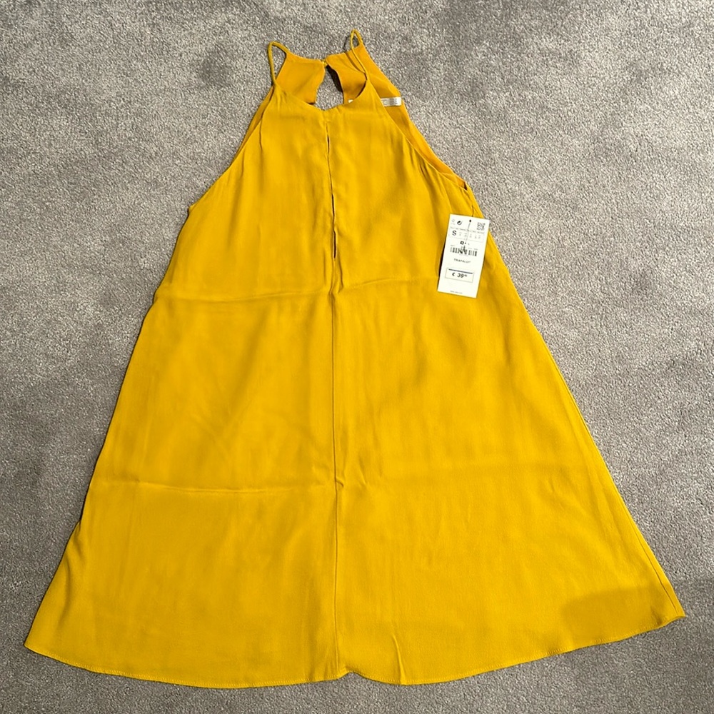NWT Mustard Dress with Front and Back Key Holes